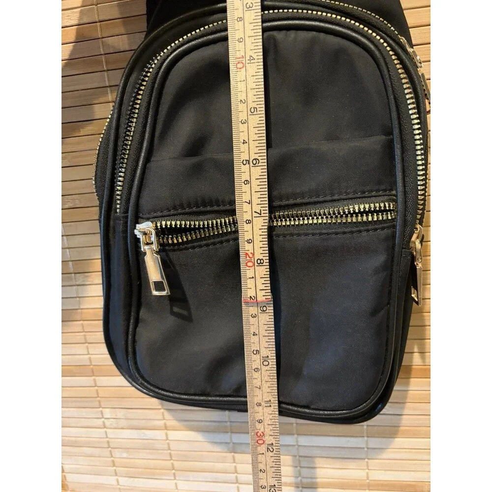 Black Sling Crossbody Backpack Bag Zip Closure Pockets Travel Backpack Purse